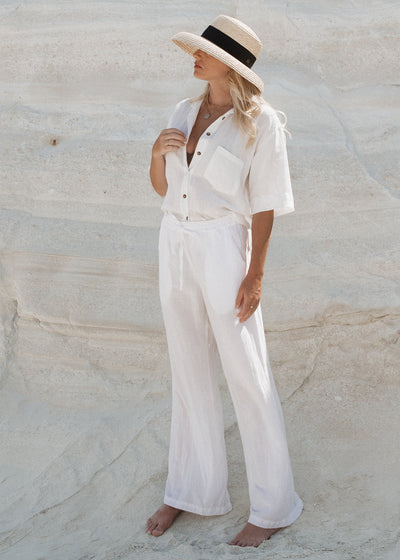 Hawaii Sustainable White Linen Cover up set