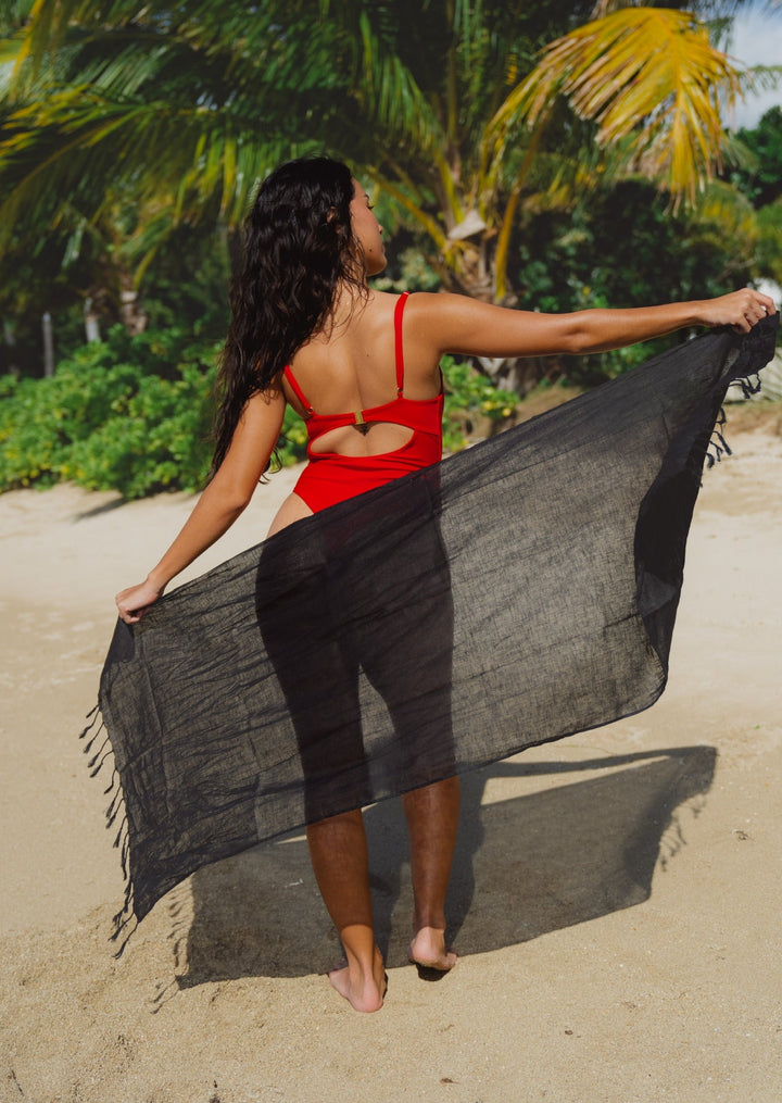 eco-friendly black linen sarong hawaii