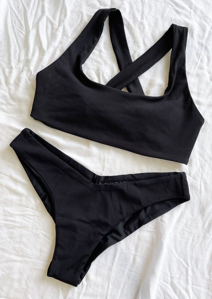 Sporty Black Cheeky Hawaii Sustainable Bikini Bottoms