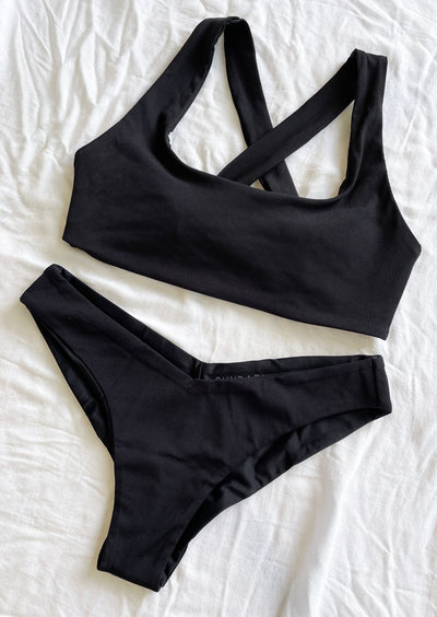 Sporty Black Cheeky Hawaii Sustainable Bikini Bottoms